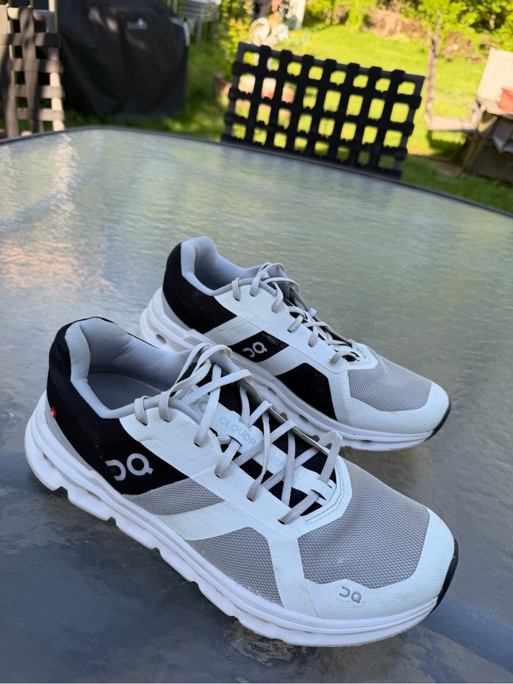 On Men's Cloudrunning Shoes in White, Gray & Black - Picture 8 of 14